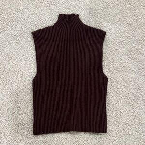 Zara Dark Brown Ribbed Tank Top